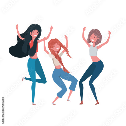 dancing women in white background