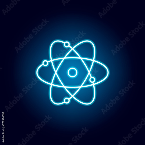 atom, chemistry outline icon in neon style. elements of education illustration line icon. signs, symbols can be used for web, logo, mobile app, UI, UX