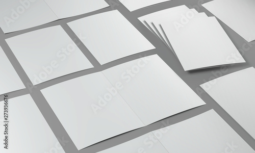 3d render illustration of a leaflet mockup on grey background.