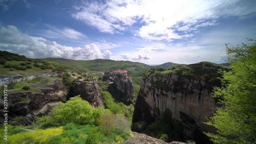 Panoramic view of the stunningly located on top of a rock The Monastery of Varlaam, Meteora, Greece Panoramic view of the stunningly located on top of a rock The Monastery of Varlaam, Meteora, Greece