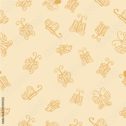 Simple Hand Draw Sketch Seamless butterfly Pattern for Background, Paper Wrap, Banner, curtain, etc