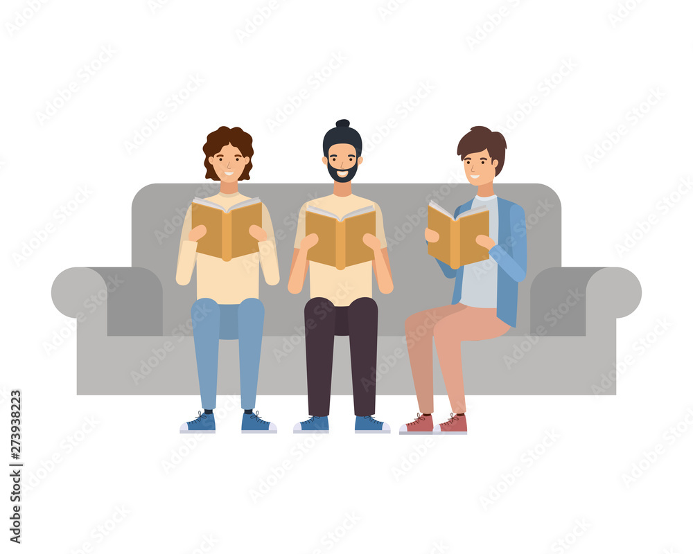 young men sitting in chair with white background young men sitting in chair with white background