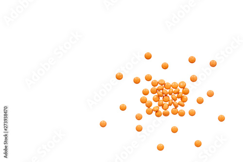 Orange pills, medical care and help, chemical vitamins.
