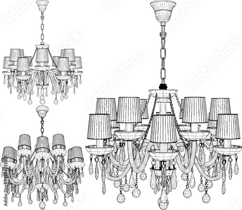 Luster Chandelier Vector. Illustration Isolated On White Background. A vector illustration Of A Chandelier.