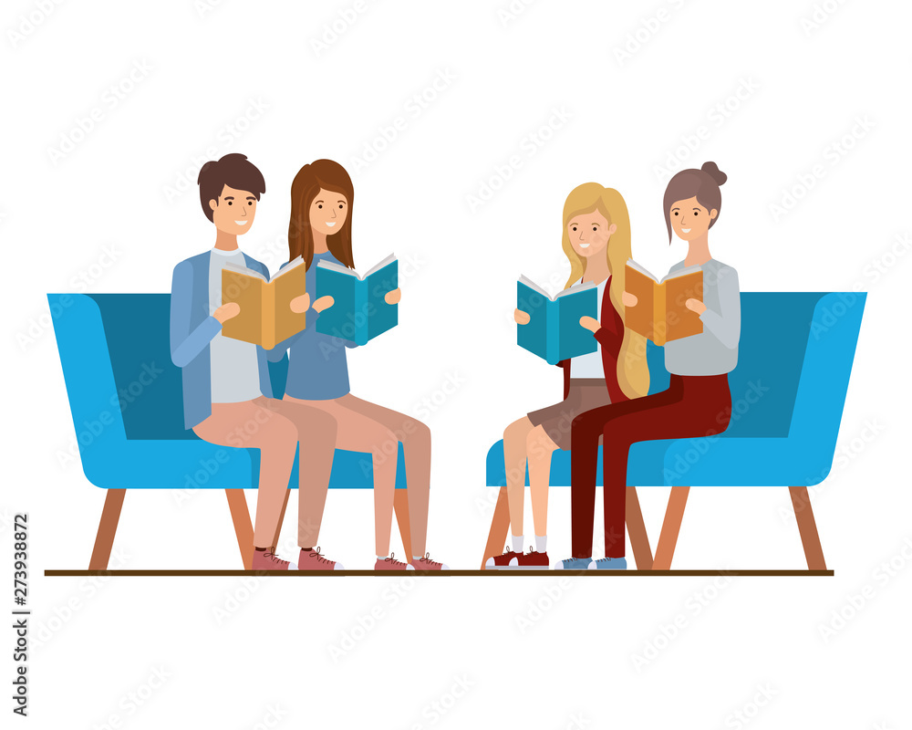 group of people sitting on chair with book in hands group of people sitting on chair with book in hands