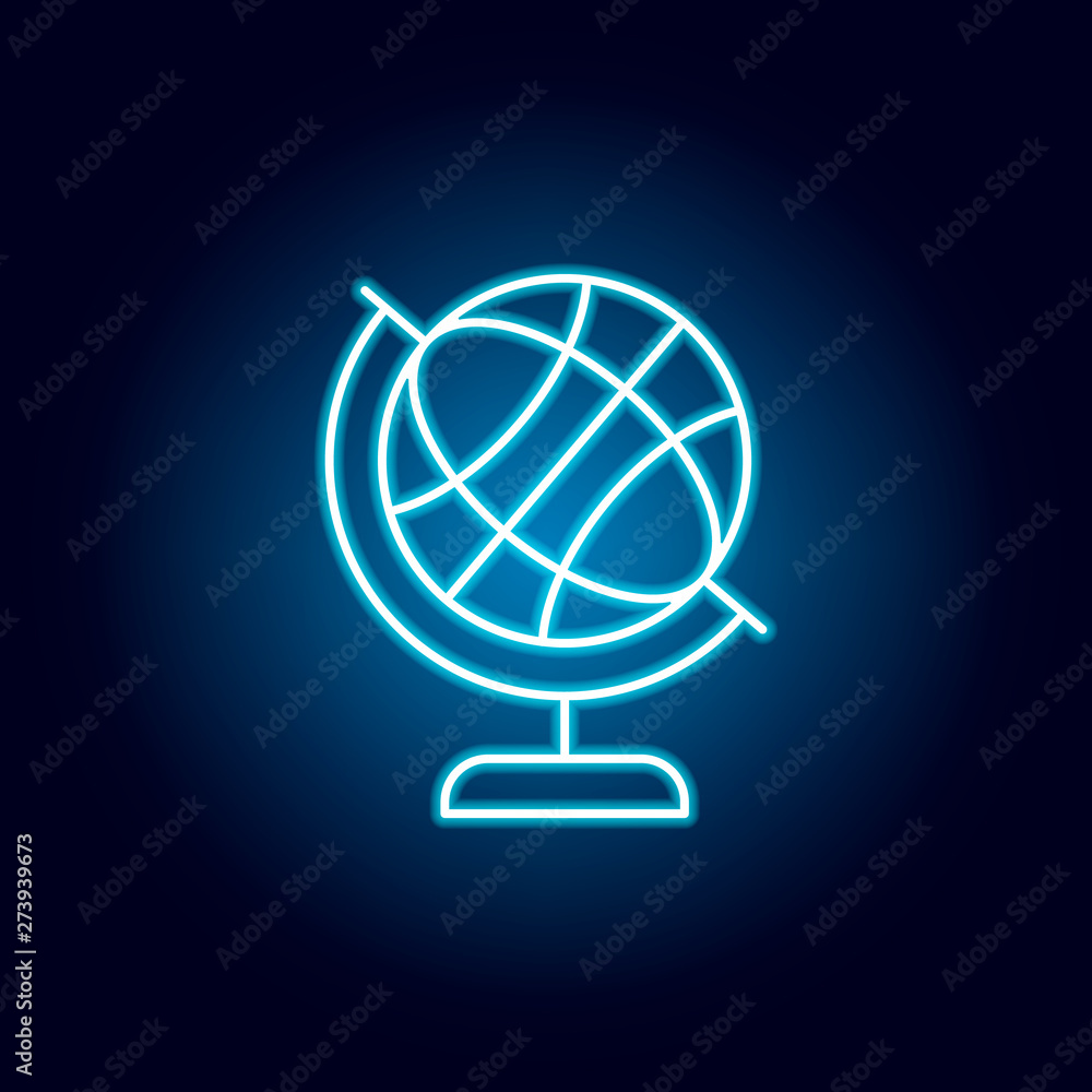 earth globe, geography outline icon in neon style. elements of education illustration line icon. signs, symbols can be used for web, logo, mobile app, UI, UX earth globe, geography outline icon in neon style. elements of education illustration line icon. signs, symbols can be used for web, logo, mobile app, UI, UX