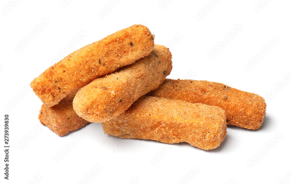 Pile of tasty cheese sticks isolated on white Pile of tasty cheese sticks isolated on white
