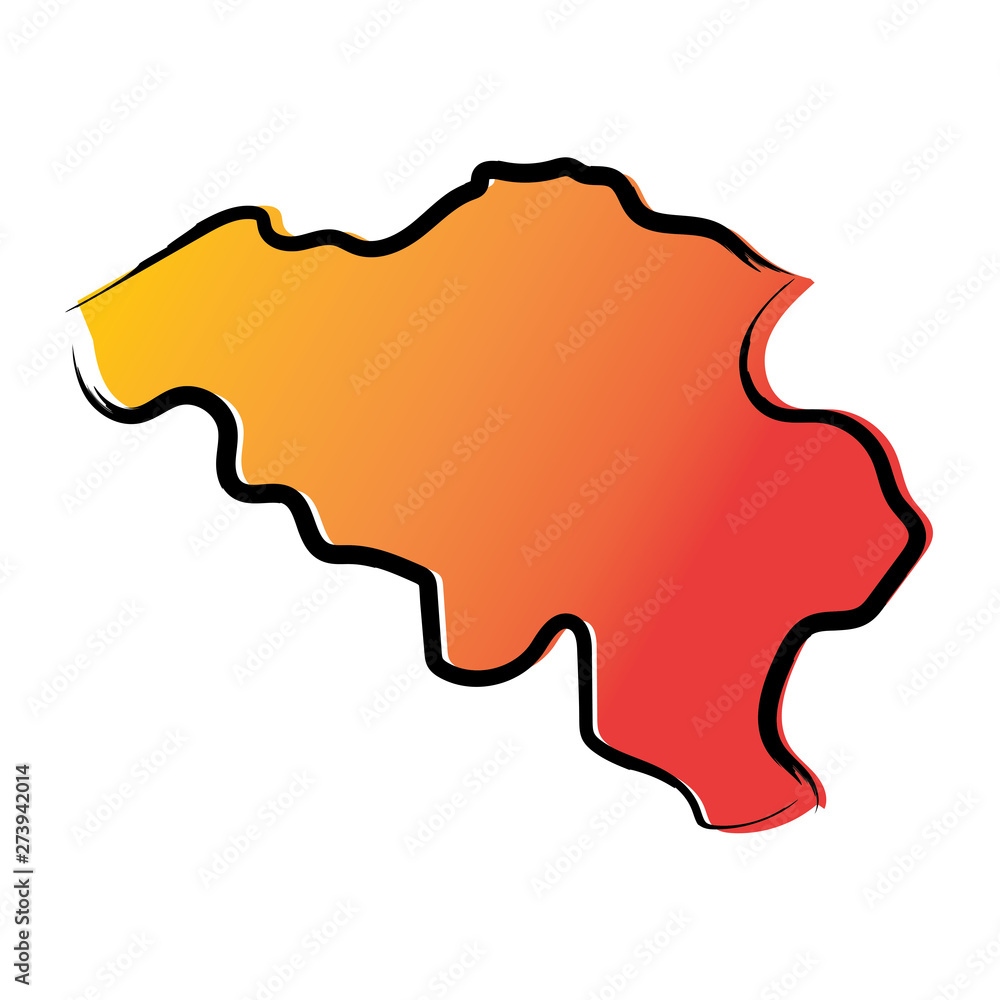 Stylized yellow red gradient sketch map of 