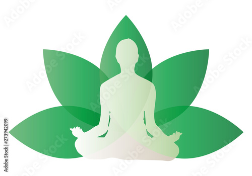 Hojas verdes de icono de yoga.