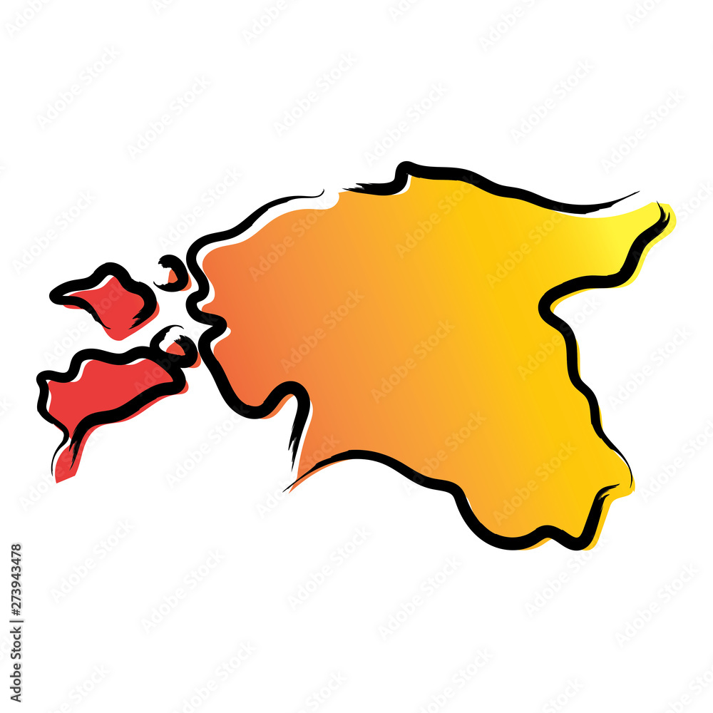 Stylized yellow red gradient sketch map of Stylized yellow red gradient sketch map of