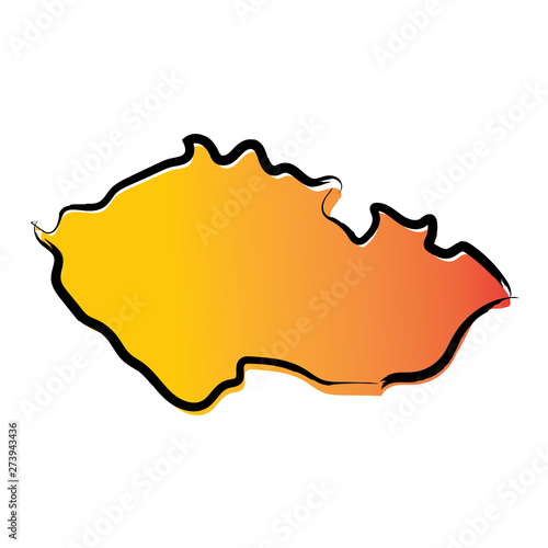 Stylized yellow red gradient sketch map of 