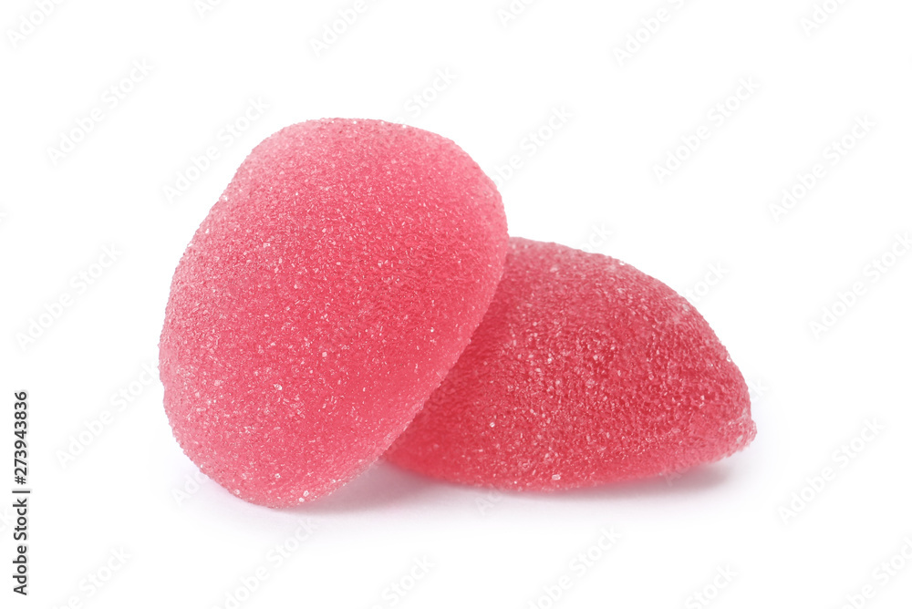 Bright delicious jelly candies on white background Bright delicious jelly candies on white background