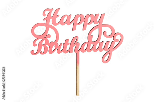 Fotografie wooden topper greeting on white background