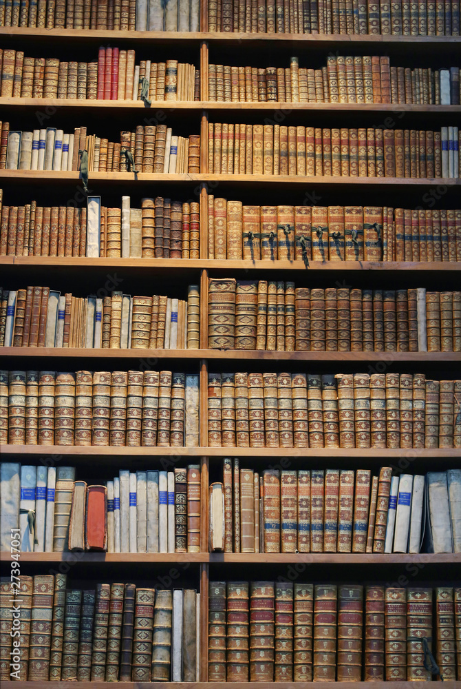old books on wooden shelf old books on wooden shelf