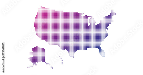 Square Dotted gradient USA map for backgrounds, brochures web. vector illustration isolated on white background.
