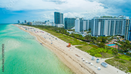 Fototapeta Naklejka Na Ścianę i Meble -  Aerial view of South Beach, Overcast weather. Miami Beach. Florida. USA. 