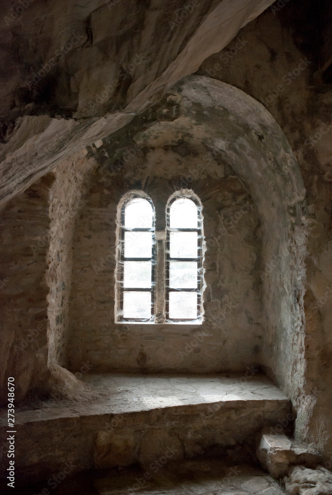 Parnitha Mountain, Athens / Greece, June 2019: The Ntavelis cave and the enclosed monastery Parnitha Mountain, Athens / Greece, June 2019: The Ntavelis cave and the enclosed monastery