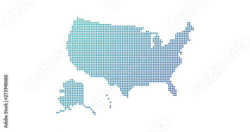 Dotted gradient USA map for backgrounds, brochures web. vector illustration isolated on white background. photo