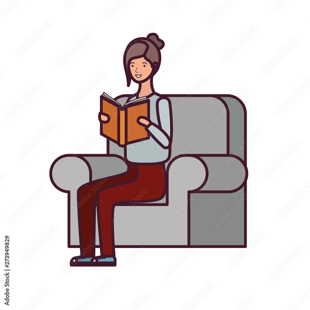woman sitting on chair with book in hands