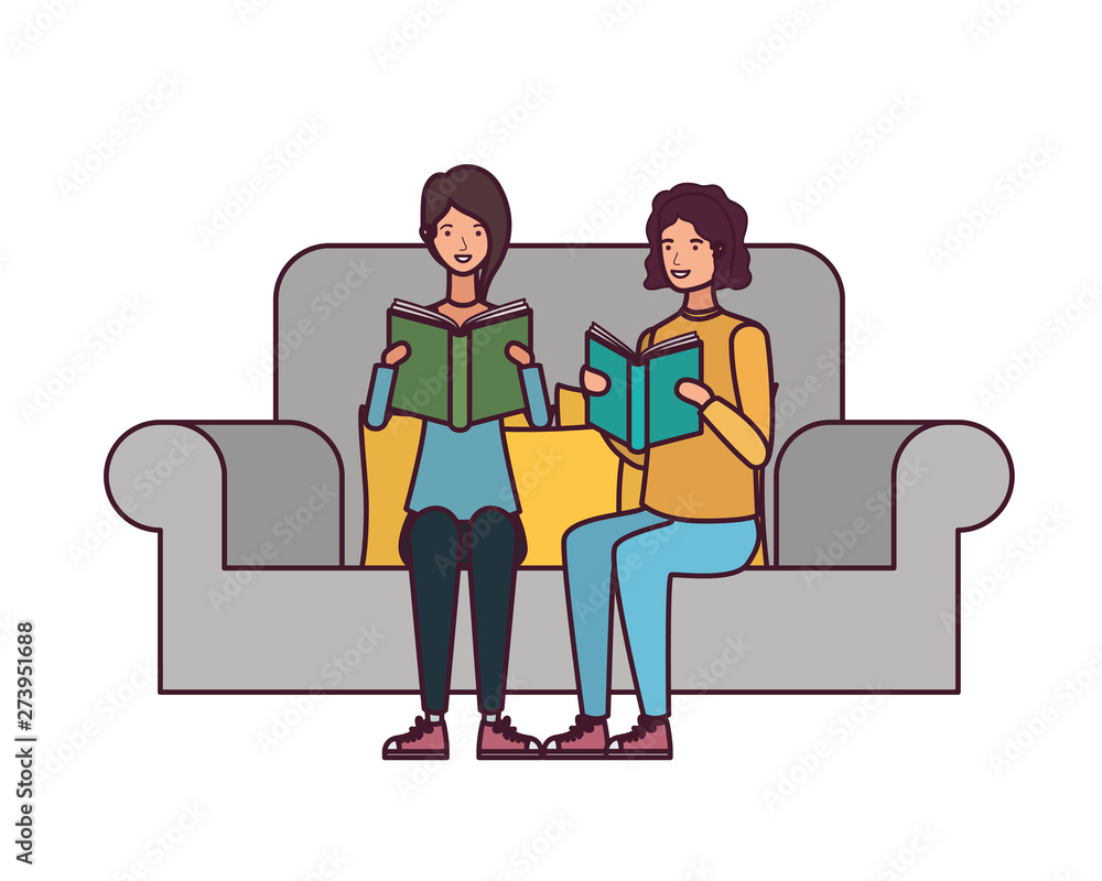 couple sitting on chair with book in hands couple sitting on chair with book in hands