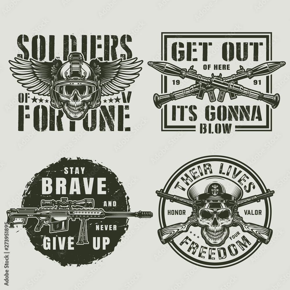Vintage Military And Army Emblems Stock Vector | Adobe Stock