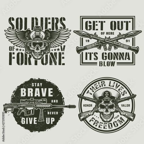 Vintage military and army emblems