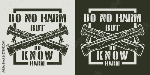 Vintage military monochrome label
