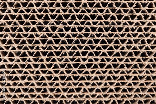 cross section of cardboard corrugated pattern as baskground and texture horizontal photo