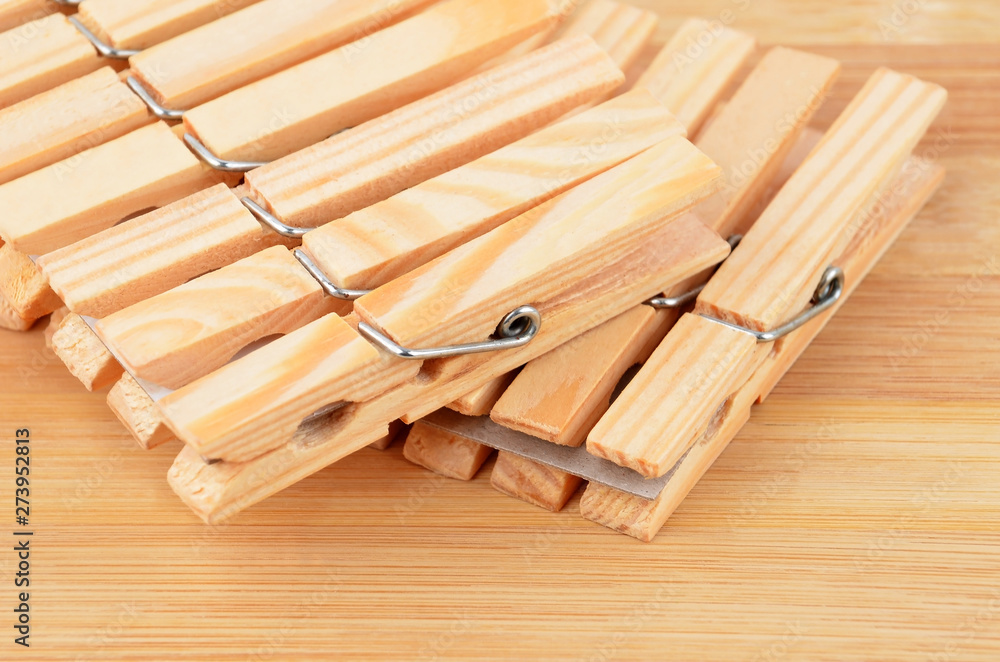 Wooden clothes pegs