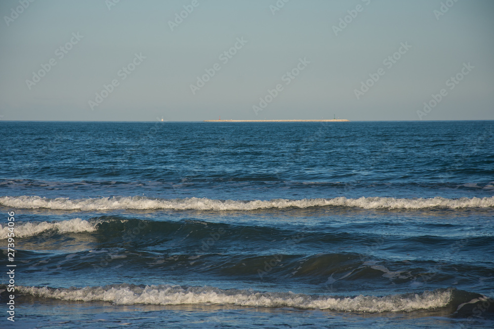 Waves of Lido di Venezia near Venice, Veneto region, Italy.2019 Waves of Lido di Venezia near Venice, Veneto region, Italy.2019