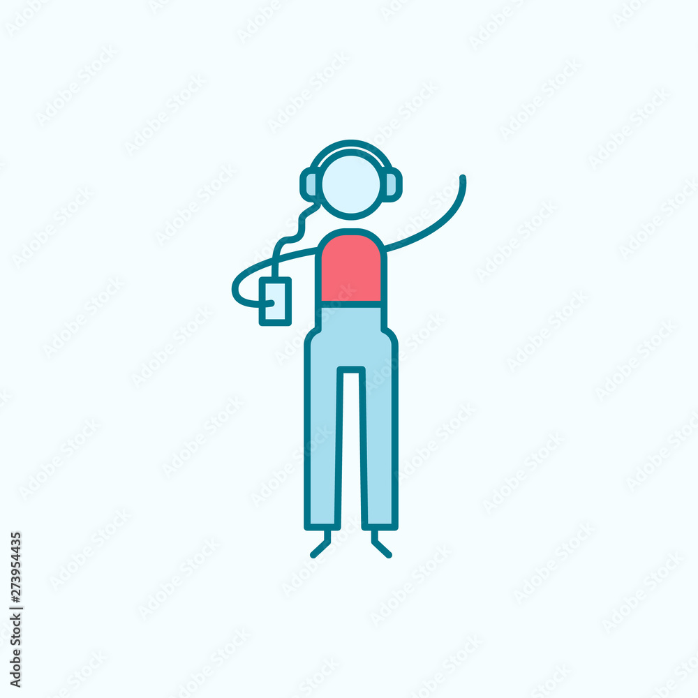 music lover field outline with red element icon music lover field outline with red element icon