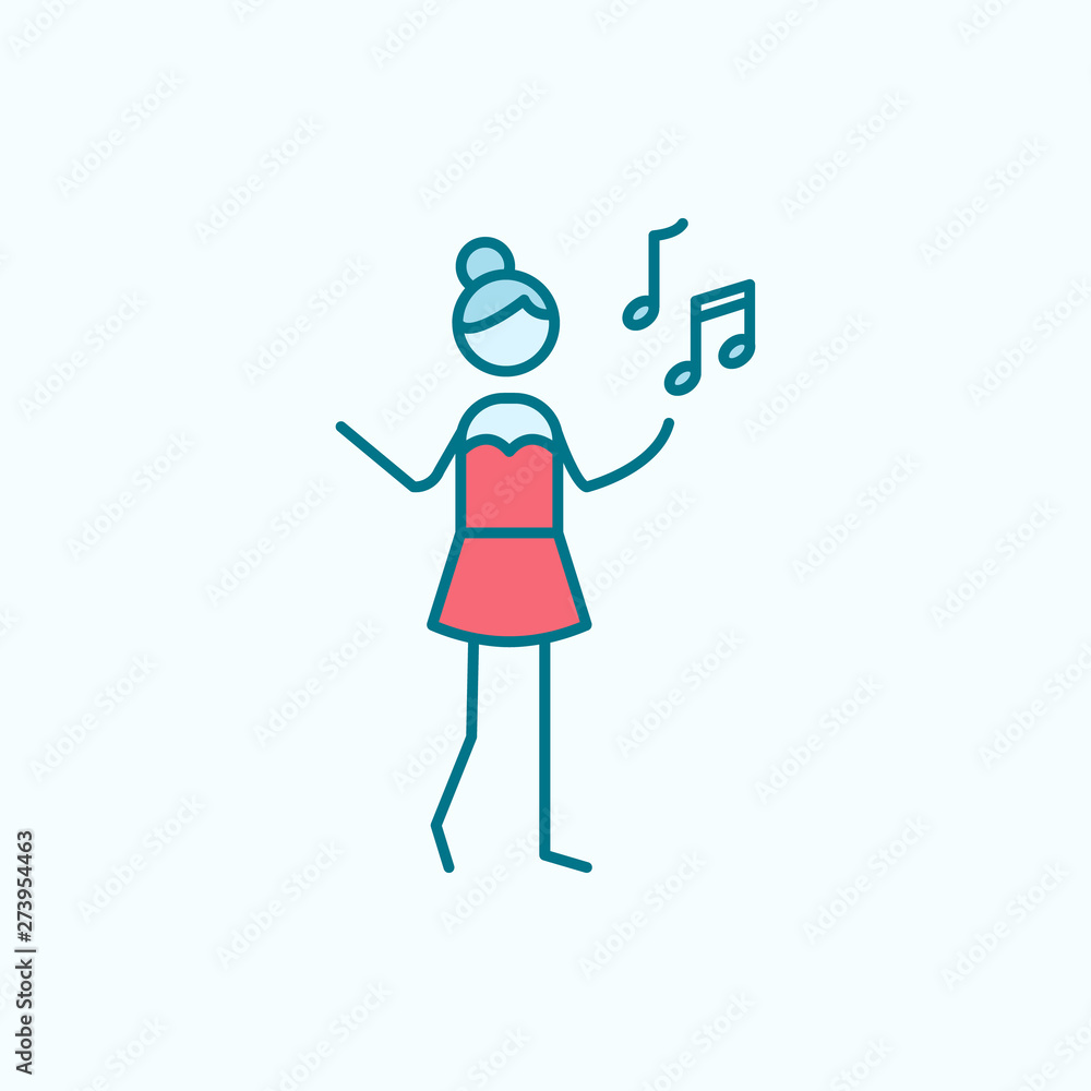 singer field outline with red element icon singer field outline with red element icon
