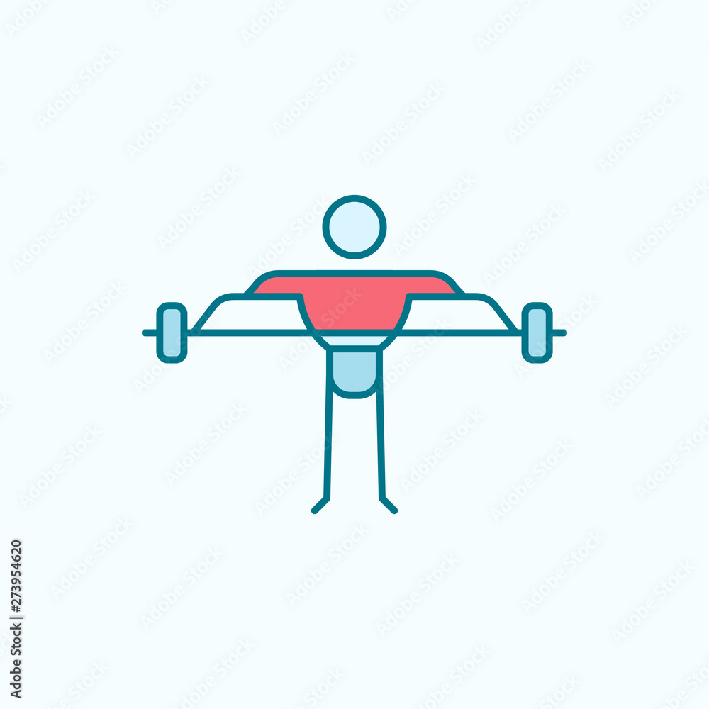 powerlifter field outline with red element icon powerlifter field outline with red element icon