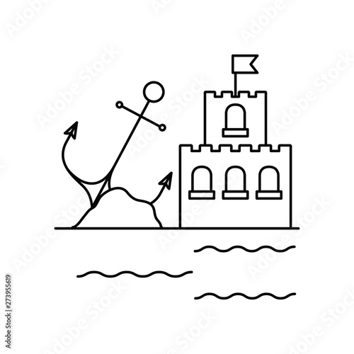 silhouette of sand castle on white background