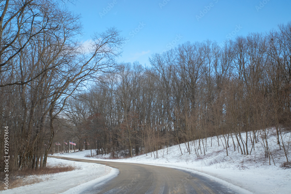 snowy road in winter