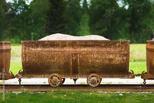 old rusty waggon full of slate