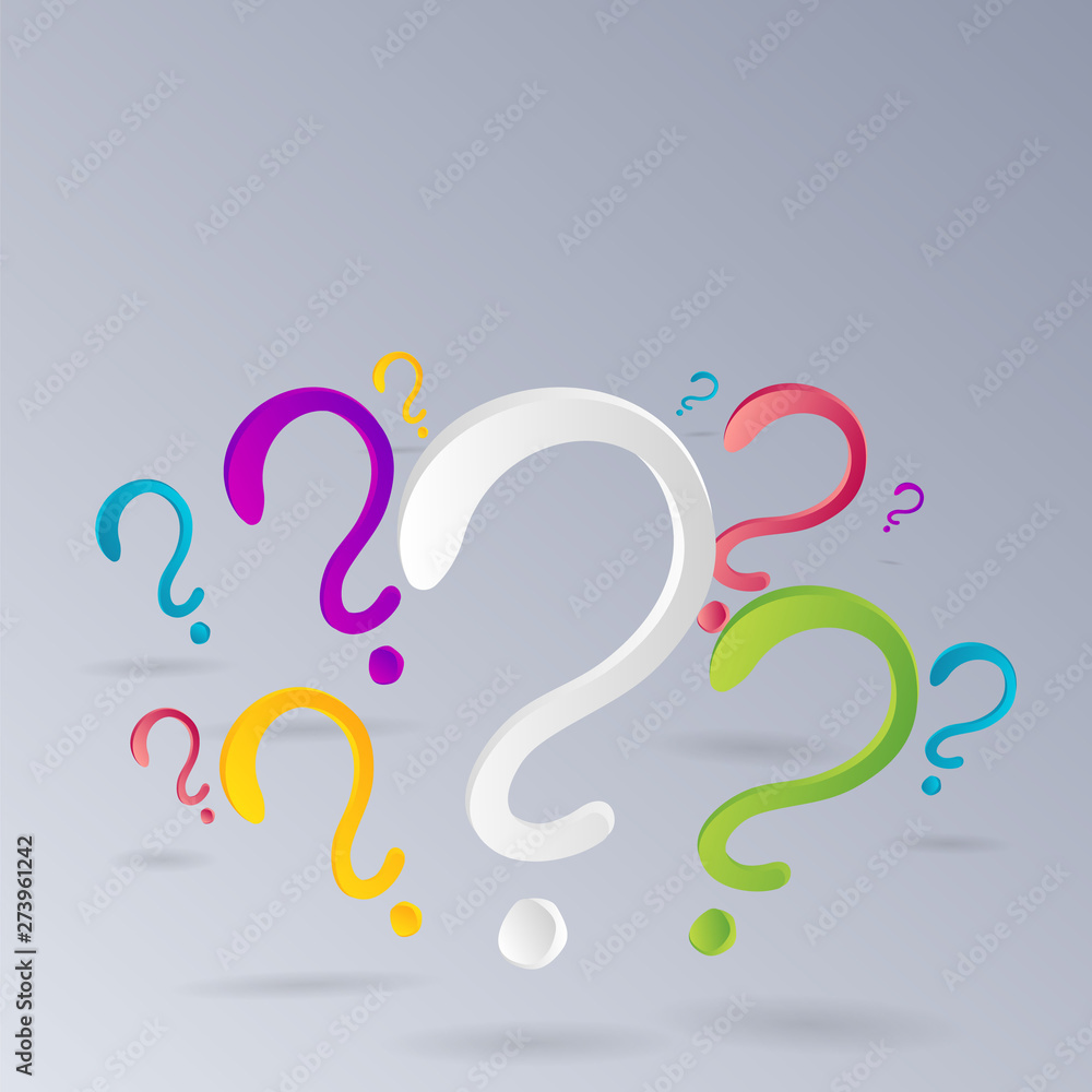 Obraz premium Question signs colorful vector illustration, problem and priority challenge concept.