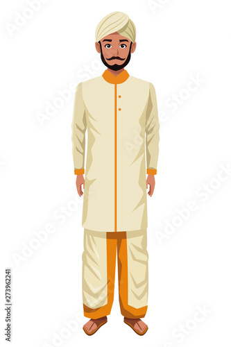 indian man wearing traditional hindu clothes