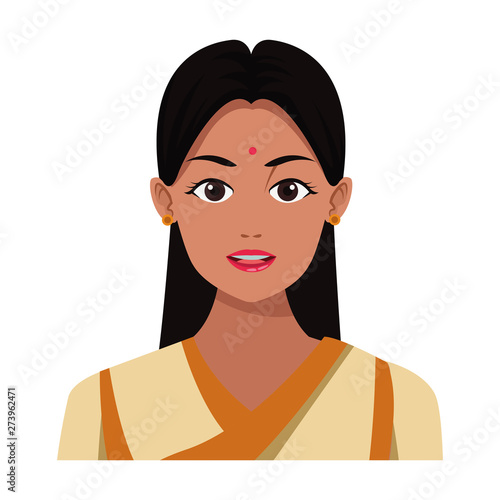 indian girl face avatar cartoon