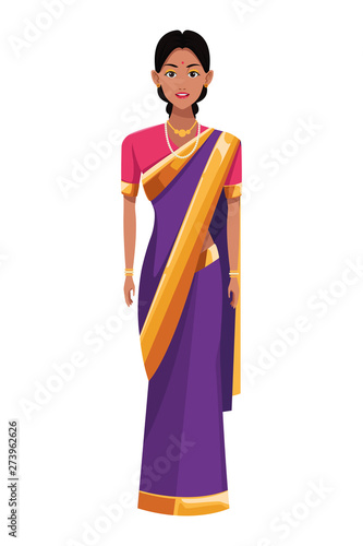 indian woman wearing traditional hindu clothes