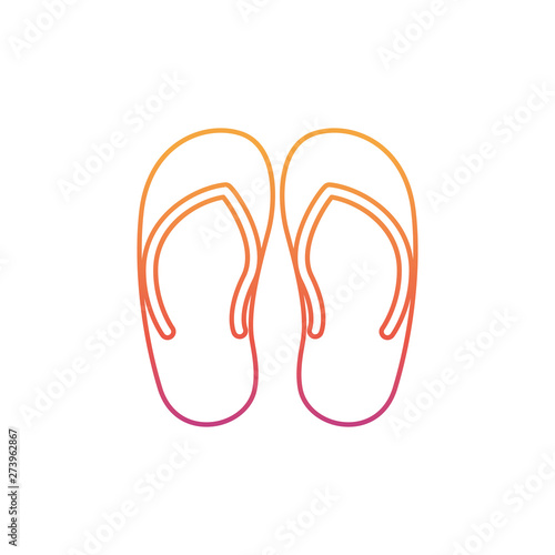silhouette of striped beach sandals on white background