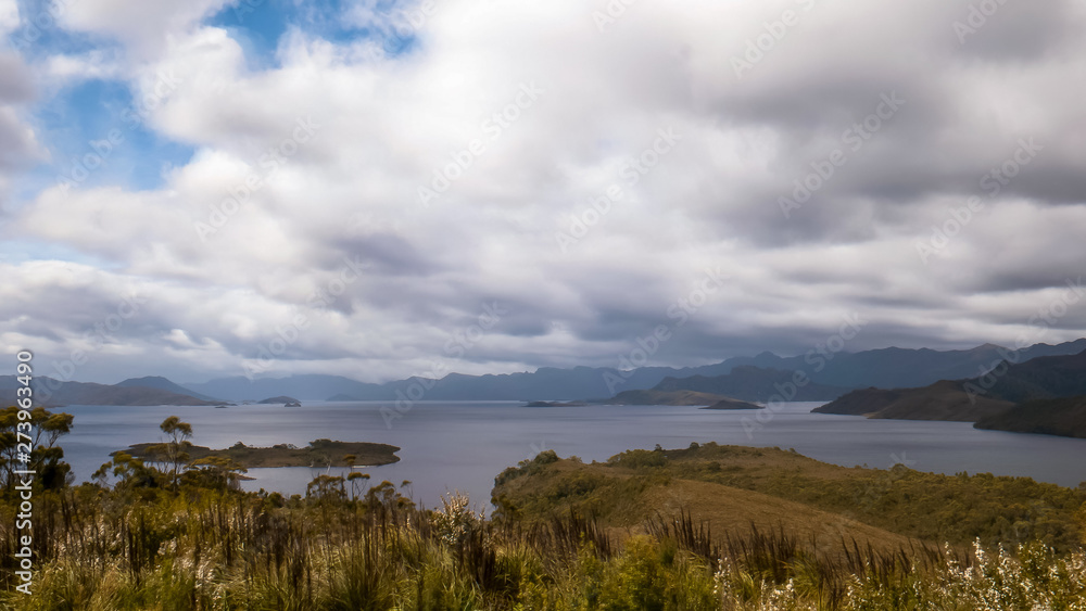 afternoon view of the new lake pedder at strathgordon