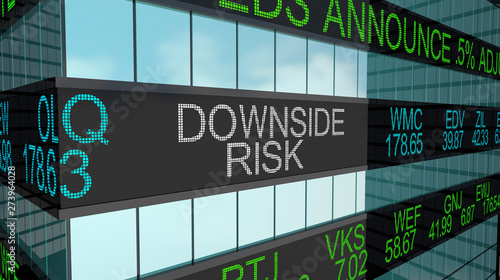 Downside Risk Warning Stock Market Ticker Words 3d Illustration