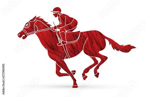 Jockey on horse, Horse racing cartoon graphic vector.
