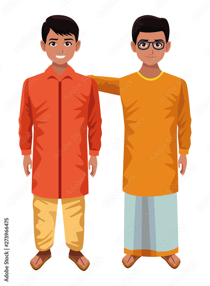 Fototapeta premium indian children avatar cartoon character
