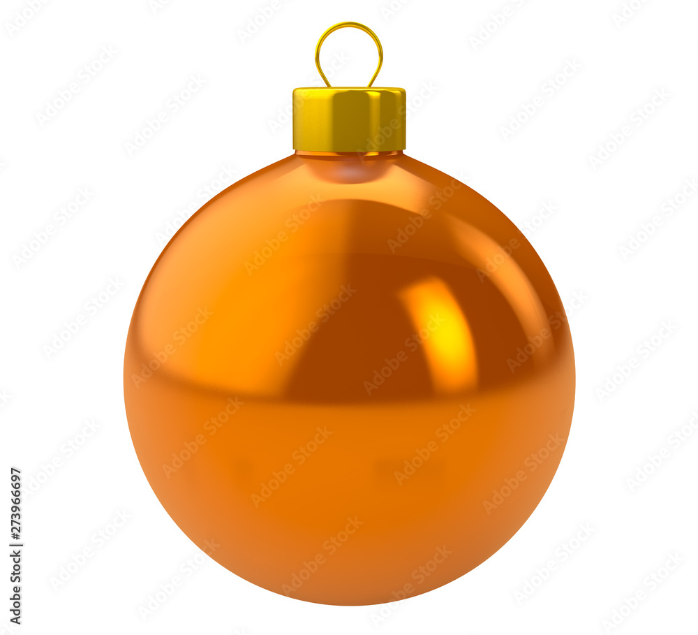 Orange christmas ball on white background