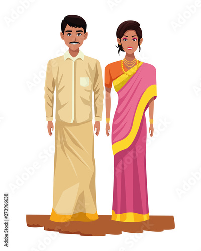 indian couple avatar cartoon character