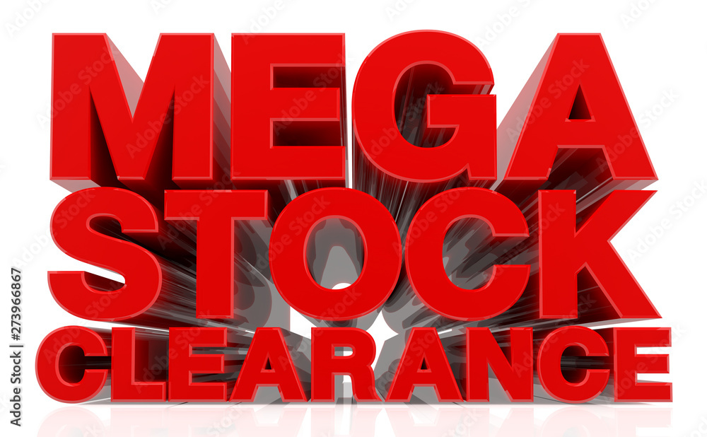 3D MEGA STOCK CLEARANCE word on white background 3d rendering - obrazy, fototapety, plakaty 