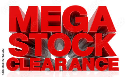 3D MEGA STOCK CLEARANCE word on white background 3d rendering photo