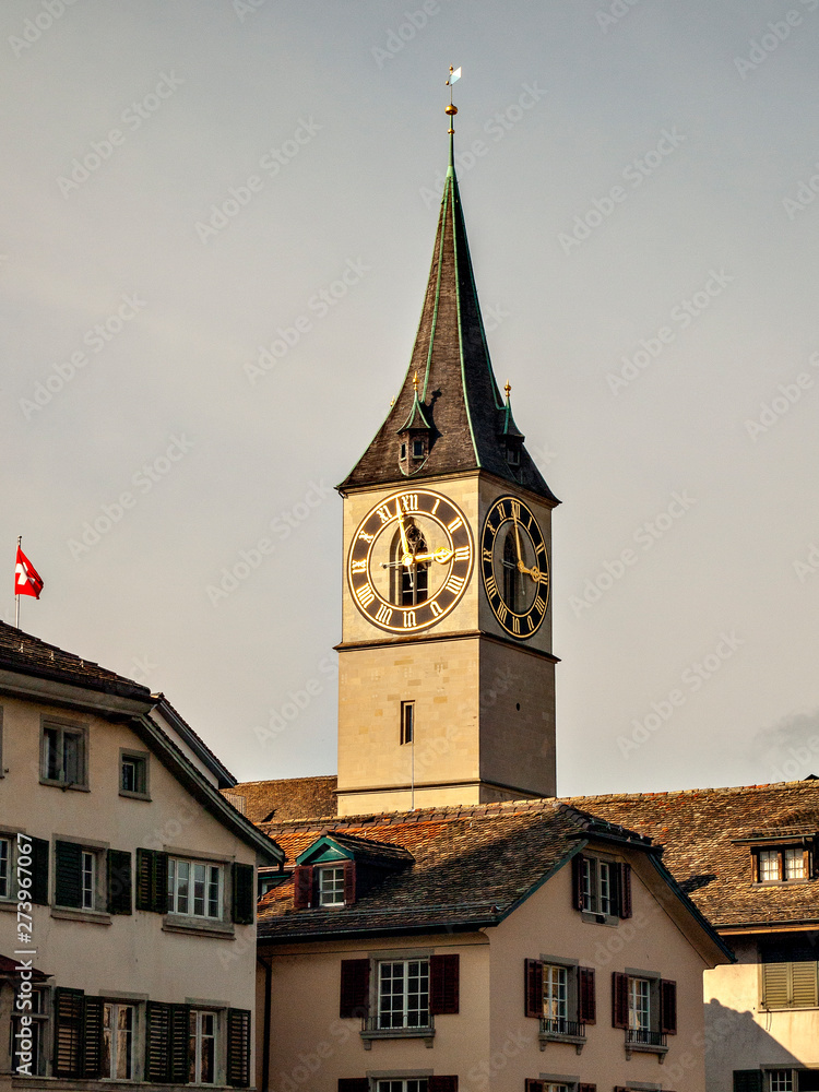 Obraz premium St. Peter church in Zurich, Switzerland